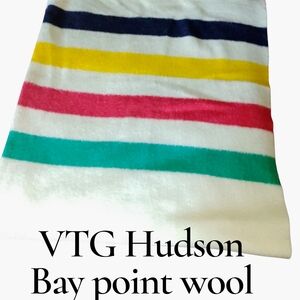 Hudson Bay Striped Virgin Wool Blanket. Made In England